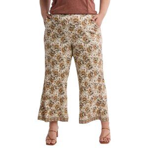 Max Studio Pull-On Floral Print Wide-Leg Cropped Pants 2X